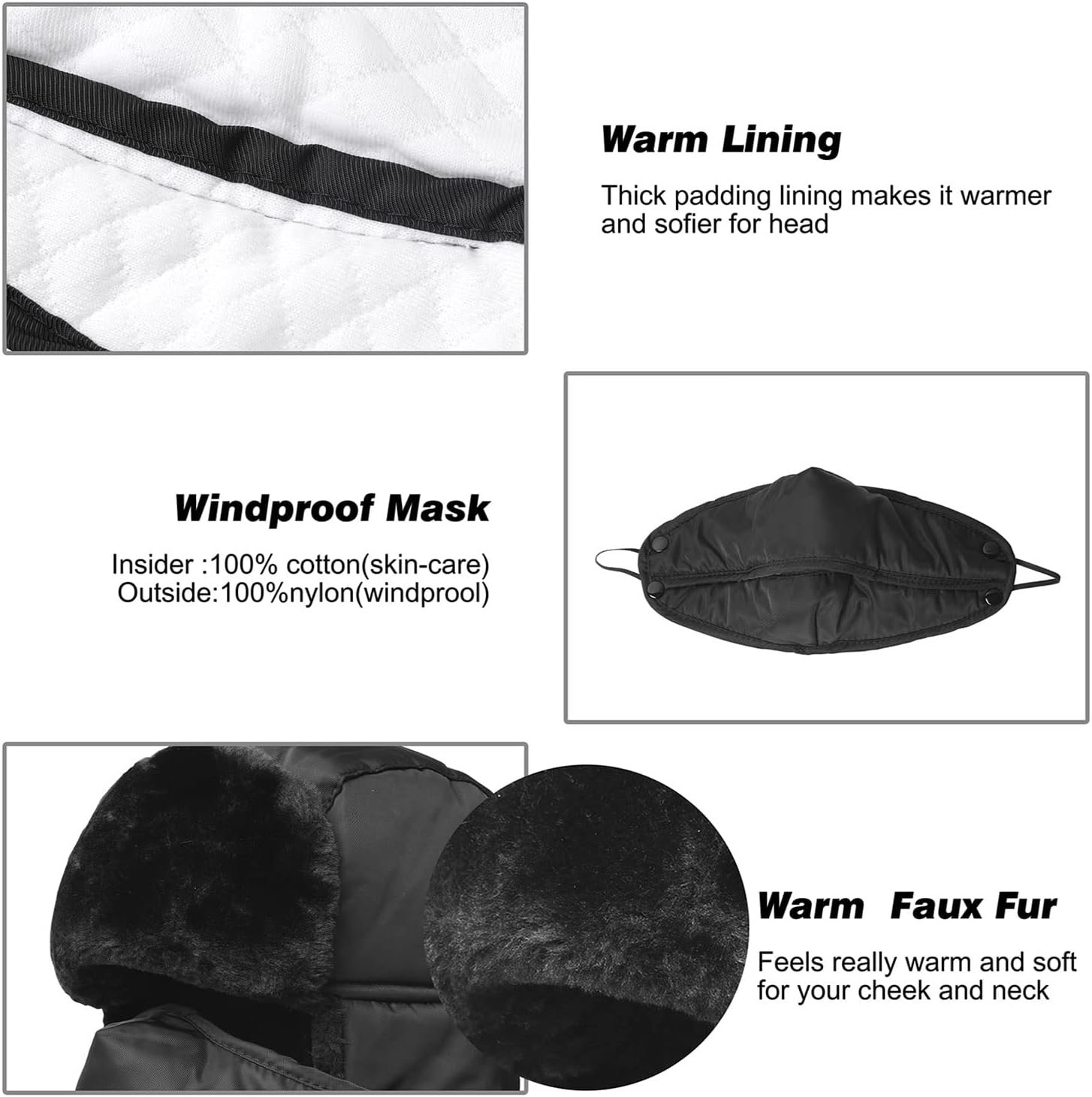Trooper Trapper Hat,Winter Ski Hat with Winter Ear Flap and Ski Windproof Mask - Image 5