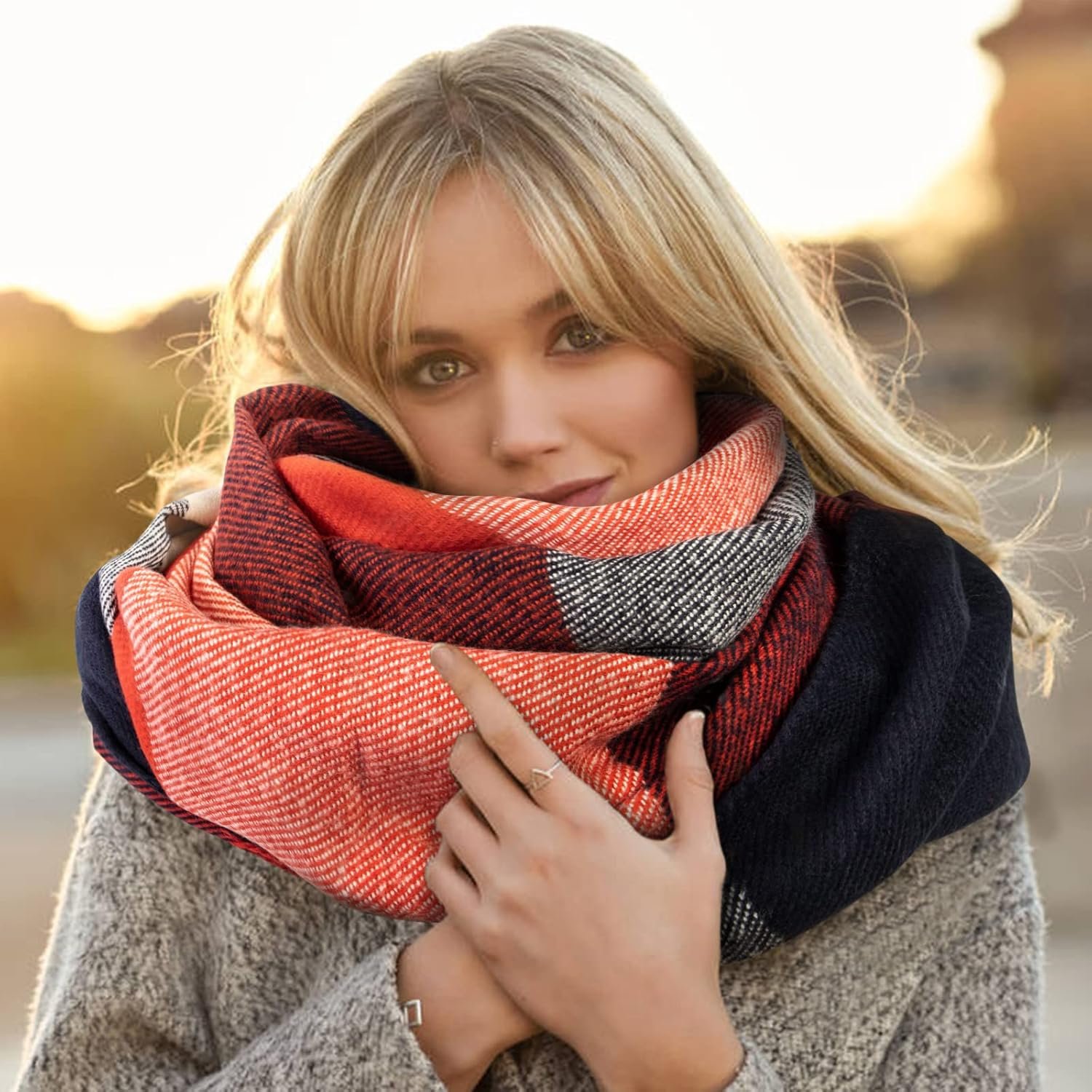 Loritta Womens Scarf Fashion Long Plaid Shawls Wraps Big Grid Winter Warm Lattice Large Scarves Gifts - Image 4