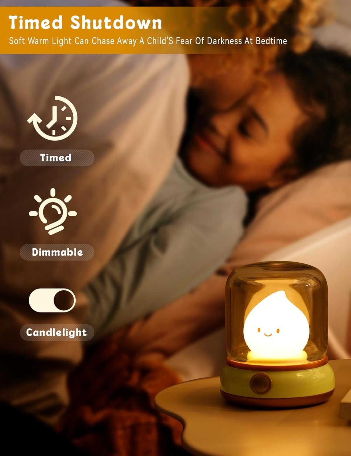Cute Chibi Flame Lamp,Cozy Lights Mimics Flickering Flame Effect Amber Light,2 Modes Rechargeable Dimming Great ambience Light for Camping, Curing, Decoration,Smoko Light - Image 5