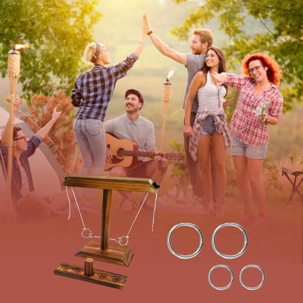 Wooden Ring Toss Game - Classic Hook and Ring Toss Game for Adults - Fun Bar Top Game for Parties and Family Gatherings Christmas Games - Image 5