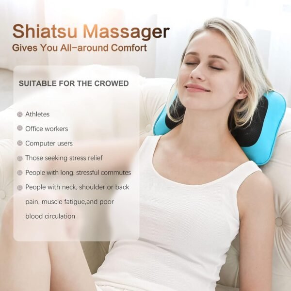 Mo Cuishle Shiatsu Neck Back Massager Pillow with Heat, Deep Tissue Kneading Massage for Back, Neck, Shoulder, Leg, Foot, Gift for Men Women Mom Dad, Stress Relax at Home Office and Car - Image 4
