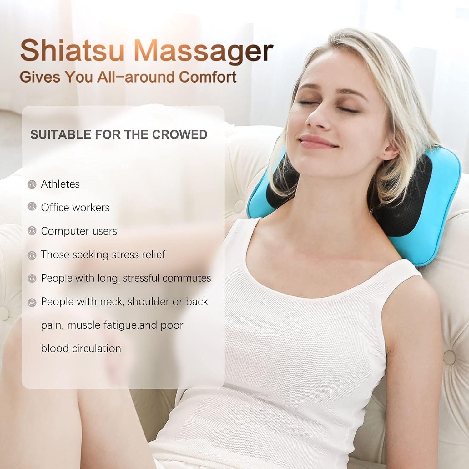 Mo Cuishle Shiatsu Neck Back Massager Pillow with Heat, Deep Tissue Kneading Massage for Back, Neck, Shoulder, Leg, Foot, Gift for Men Women Mom Dad, Stress Relax at Home Office and Car - Image 4