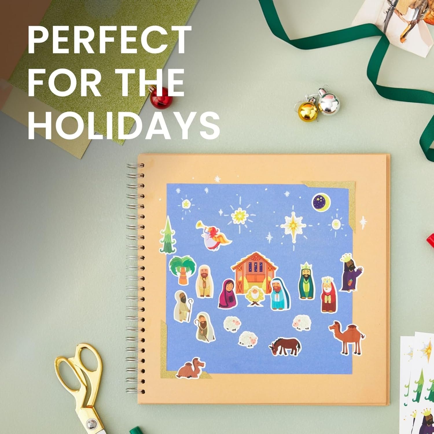 Juvale 864-Piece Christmas Stickers, 36 Sheets Nativity Scene Stickers for Scrapbooking, DIY Crafts, Holiday Card Making, Gift Wrapping, Decorations, and Classroom Projects - Image 3