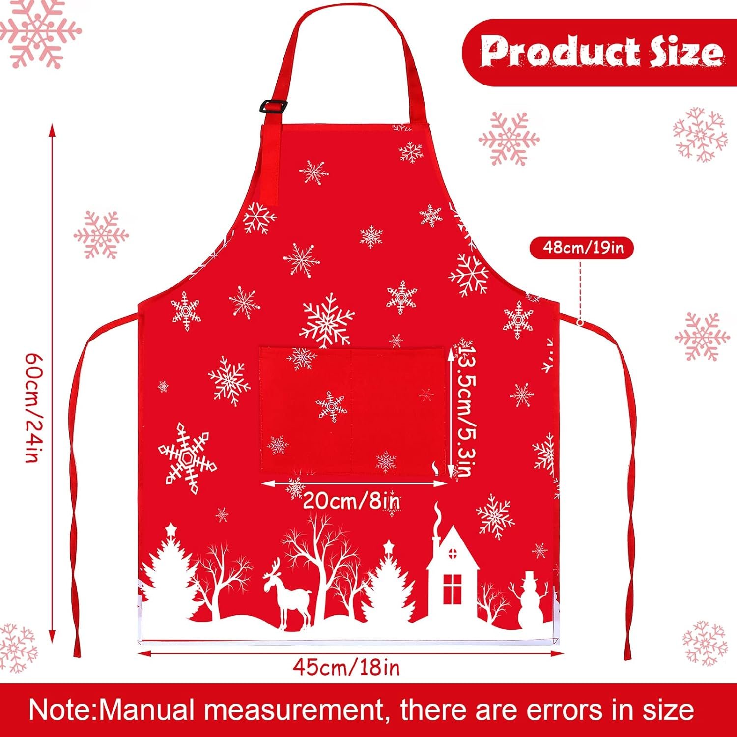 3 Pieces Kids Christmas Apron Adjustable Aprons with Pocket for Girls Boys Snow Elk Santa Apron for Cooking Baking Painting Christmas Party - Image 3