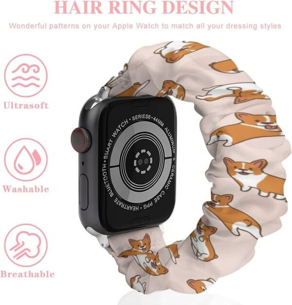 Soft Scrunchie Bands Compatible with Apple Watch Band, Stretchy Replacement Wristbands Smart Watch Strap - Image 4