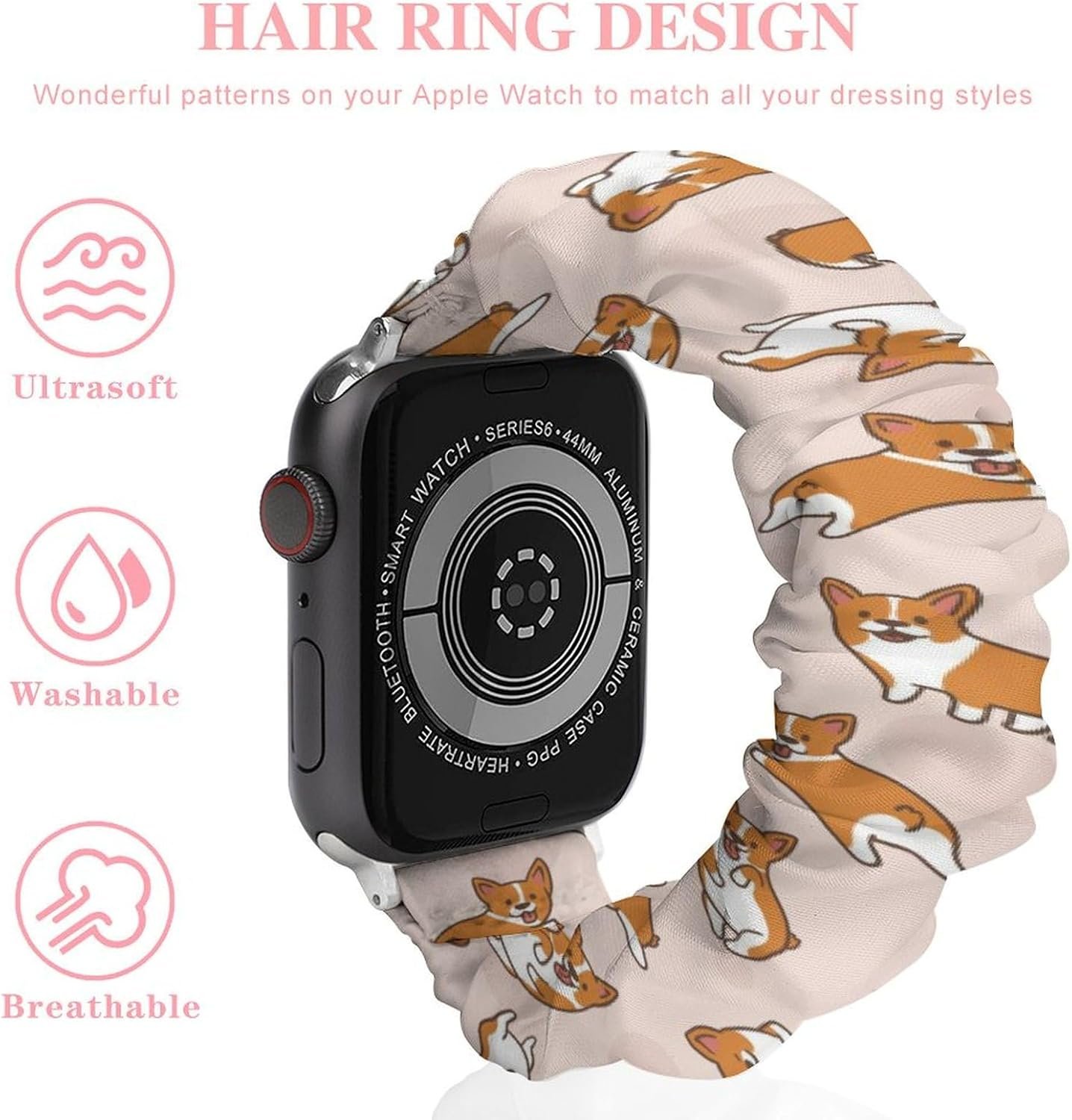 Soft Scrunchie Bands Compatible with Apple Watch Band, Stretchy Replacement Wristbands Smart Watch Strap - Image 4