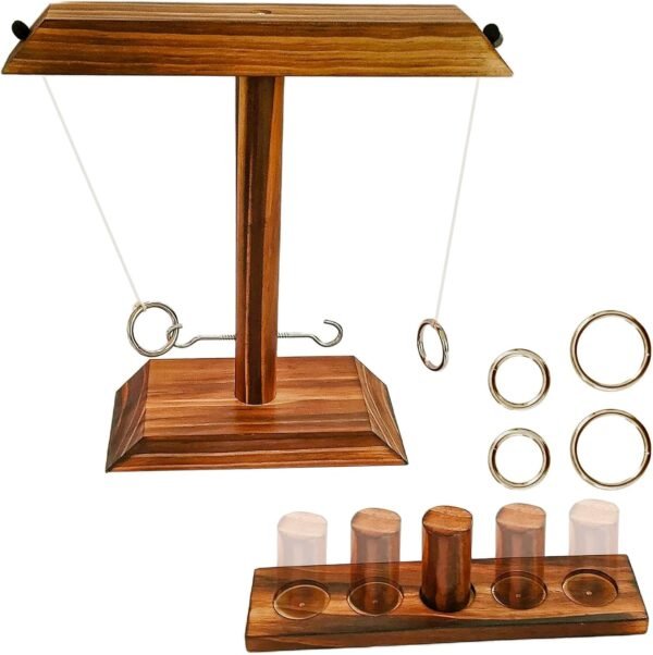 Wooden Ring Toss Game - Classic Hook and Ring Toss Game for Adults - Fun Bar Top Game for Parties and Family Gatherings Christmas Games - Image 2