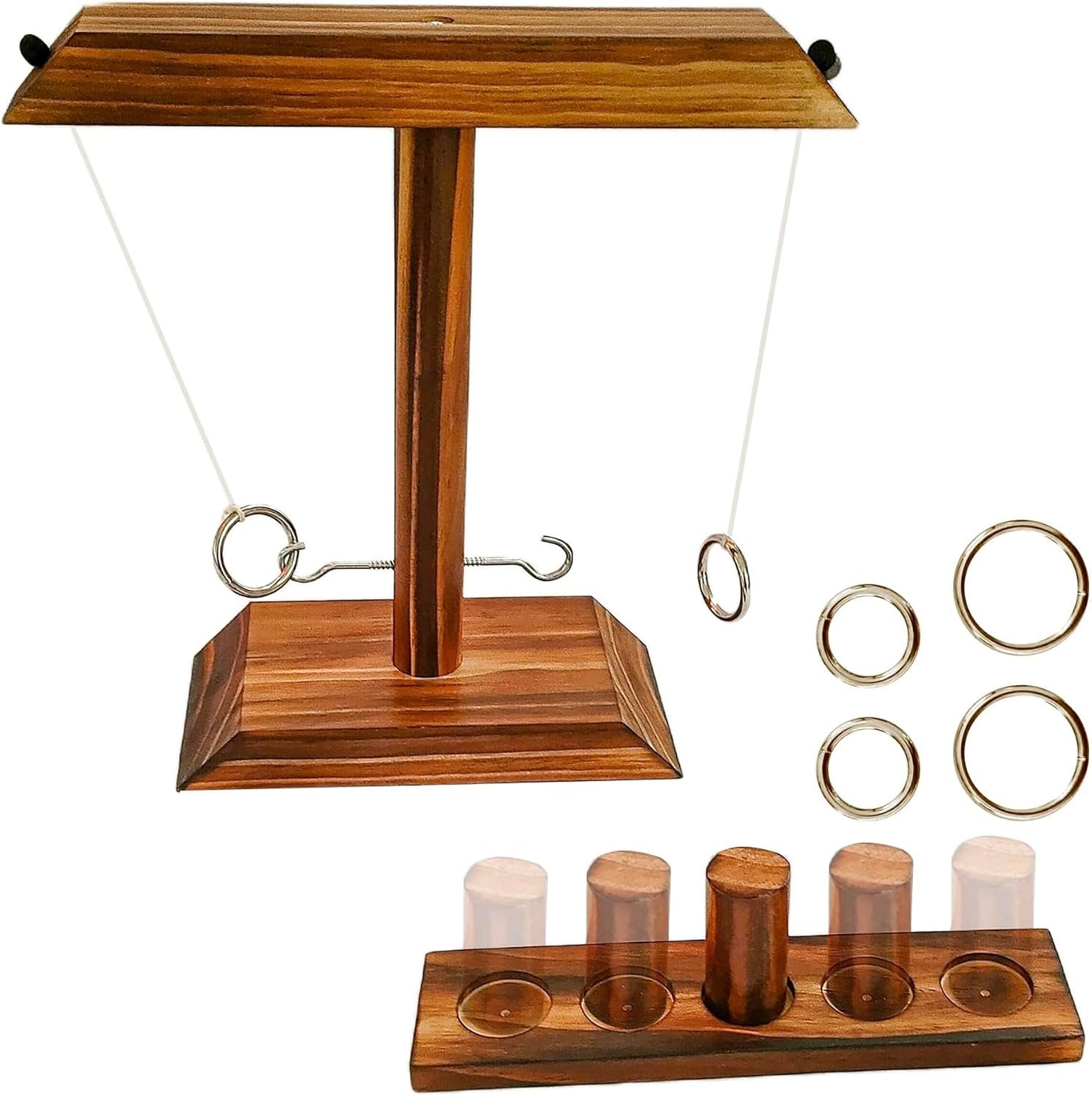 Wooden Ring Toss Game - Classic Hook and Ring Toss Game for Adults - Fun Bar Top Game for Parties and Family Gatherings Christmas Games - Image 2