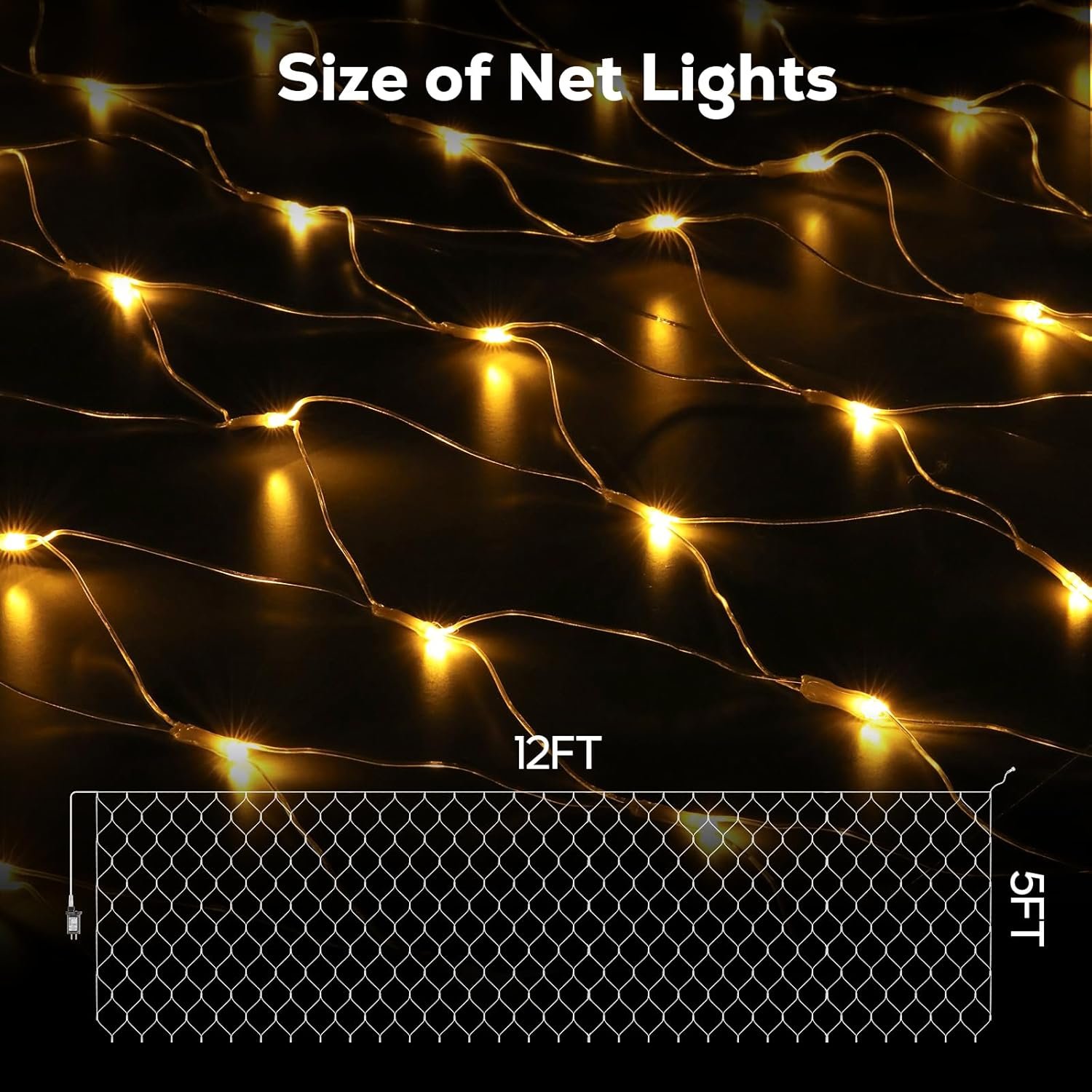 12ft x 5ft 360LED Christmas Net Lights, Connectable Outdoor Mesh Bush Lights with 8 Modes, Timer, Dimmer, Memory Function, Waterproof for Indoor Outdoor Decor. Warm White - Image 7