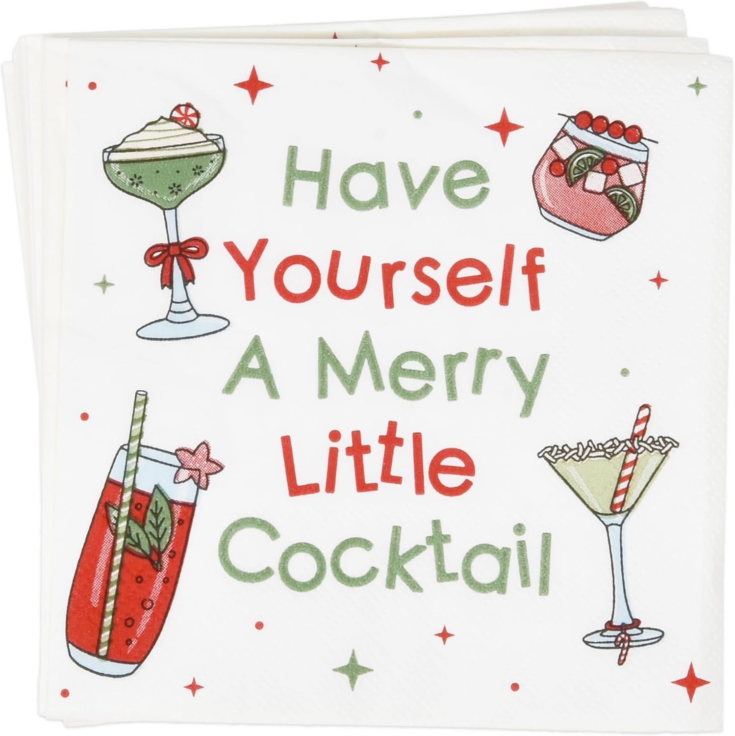 100 Count Christmas Funny Beverage Napkins Holiday Disposable Paper Napkin Have Yourself a Merry Little Cocktail Dessert Napkins for Home Dinner Buffet Xmas Tableware Party Supplies Decorations - Image 6