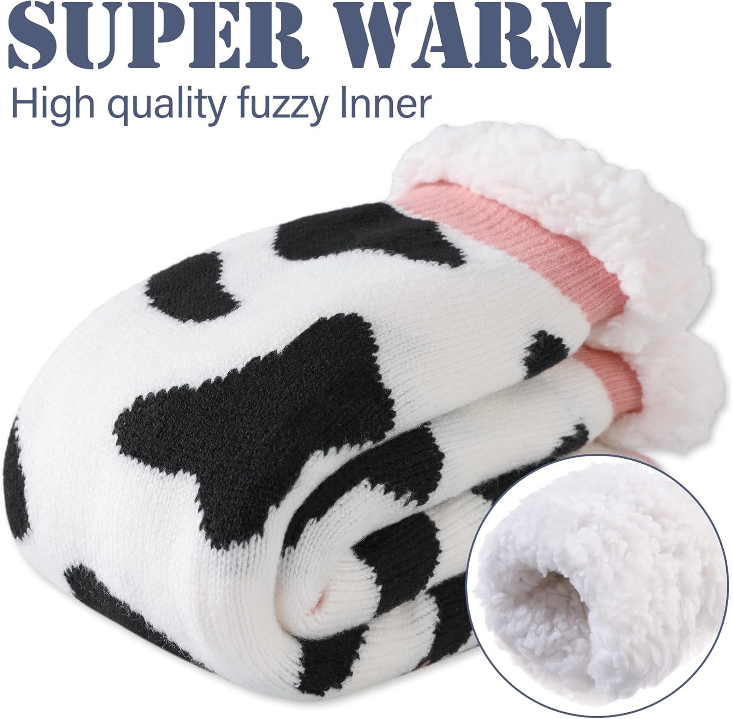 LINEMIN Womens Winter Slipper Socks With Grippers Cozy Warm Cute Fuzzy Slipper Socks - Image 7