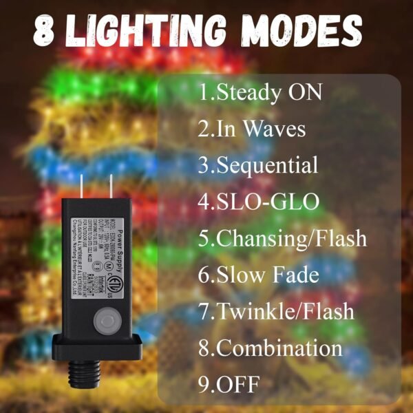Net Lights Outdoor, 270 LED Christmas Net Lights for Bushes, Connectable mesh Lights with 8 Lighting Modes, 10×10 FT Waterproof Fairy Lights for Garden, Backyard, Holiday - Image 5