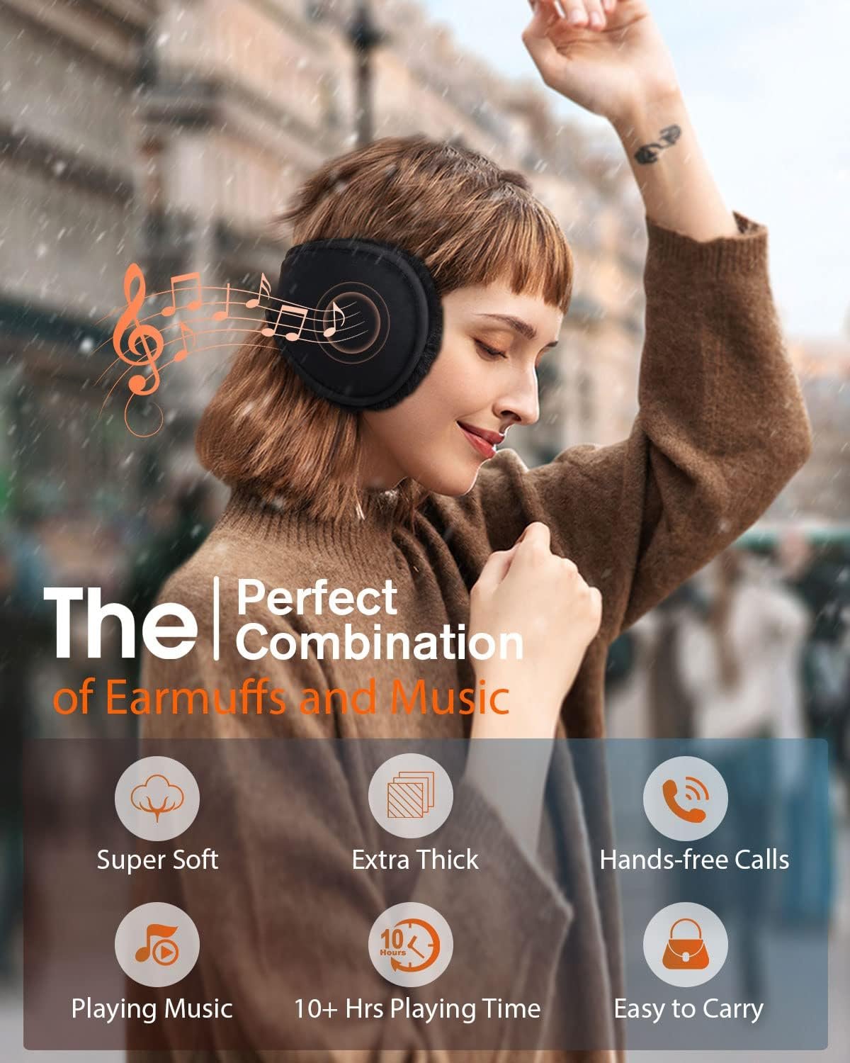 MUSICOZY Bluetooth Headphones Earmuffs Ear Warmers Wireless Headphones EarMuffs, Built-in HD Speakers - Image 3