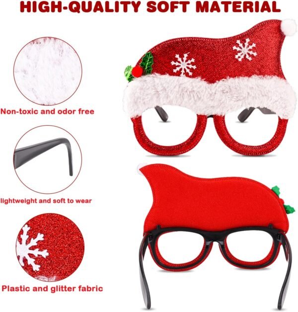 15 Pcs Christmas Glasses Frame, Holiday Party Eyeglasses Frames Christmas Decoration, Christmas Photo Props Eyewear, Christmas Party Favors Supplies for Christmas Dinner Picnic - Image 4