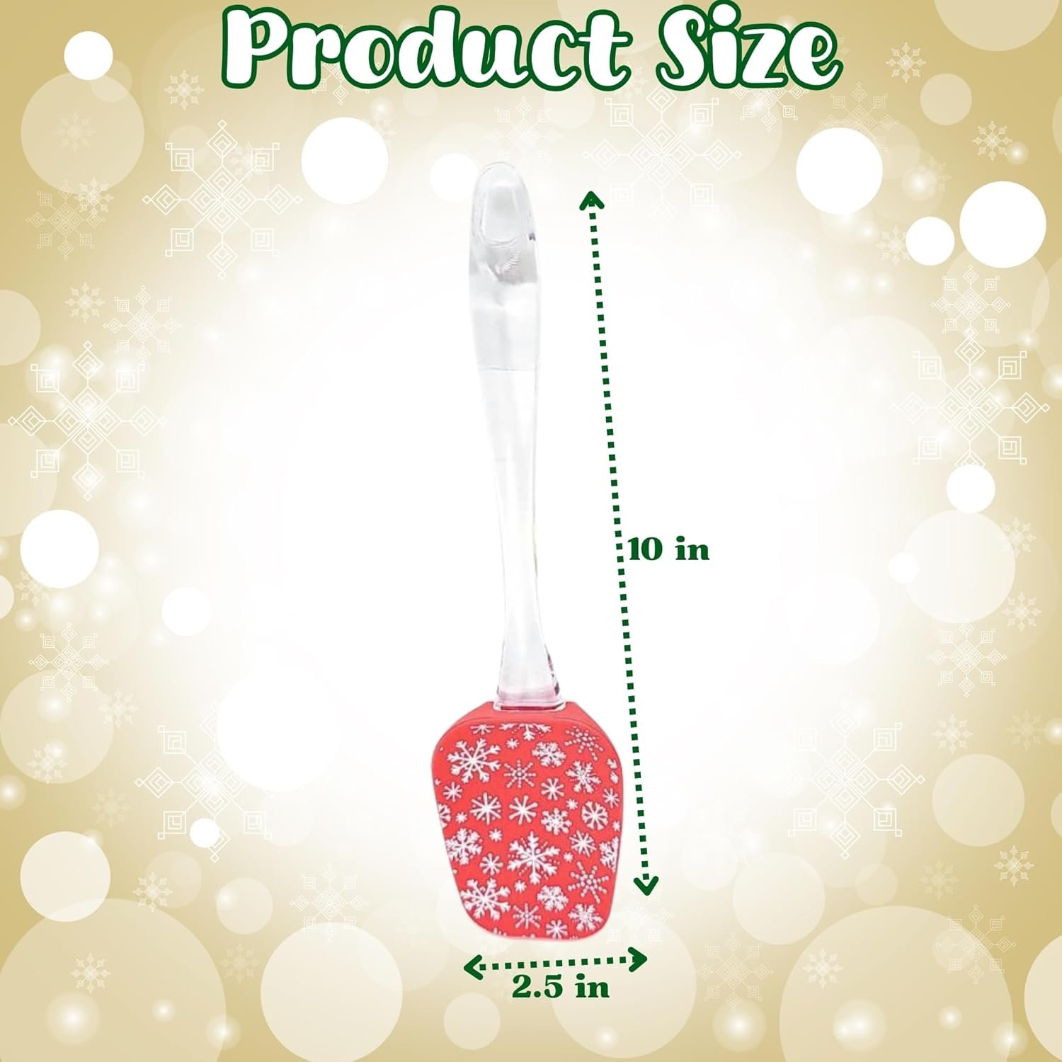 Ja'Cor Christmas Red Silicone Spatula with White Snowflakes 10 Inch, Heat Resistant up to 400°F, Durable Christmas Spatula for Cooking Baking Mixing, Holiday Kitchen Decoration, 1 Pack - Image 3