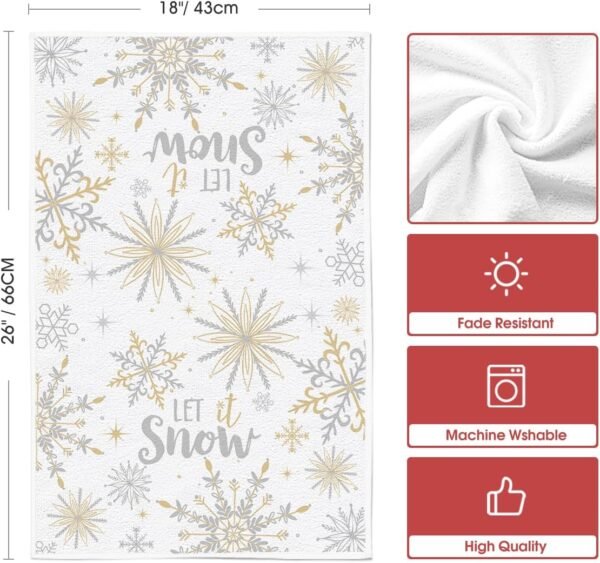 Artoid Mode Snowflake Let It Snow Xmas Trees Merry Christmas Kitchen Towels Dish Towels, 18x26 Inch Daily Seasonal Winter Decoration Hand Towels Set of 2 - Image 7
