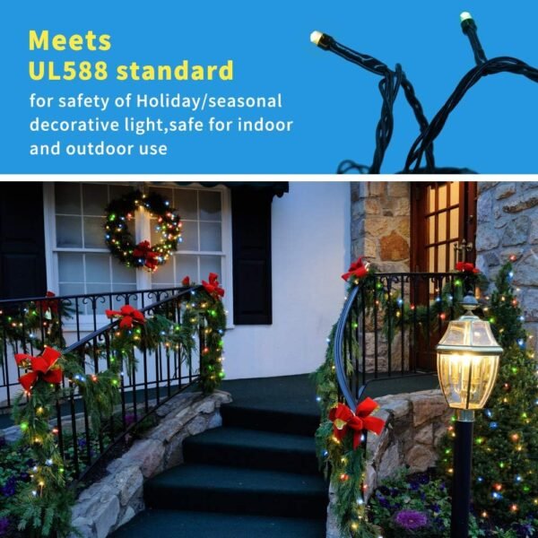 Christmas String Lights End-to-End Plug 8 Modes 108FT 300 LED IP55 Outdoor Waterproof UL Certificated Indoor Fairy Lights Garden Wedding Christma Trees Parties Decoration Multicolor - Image 6