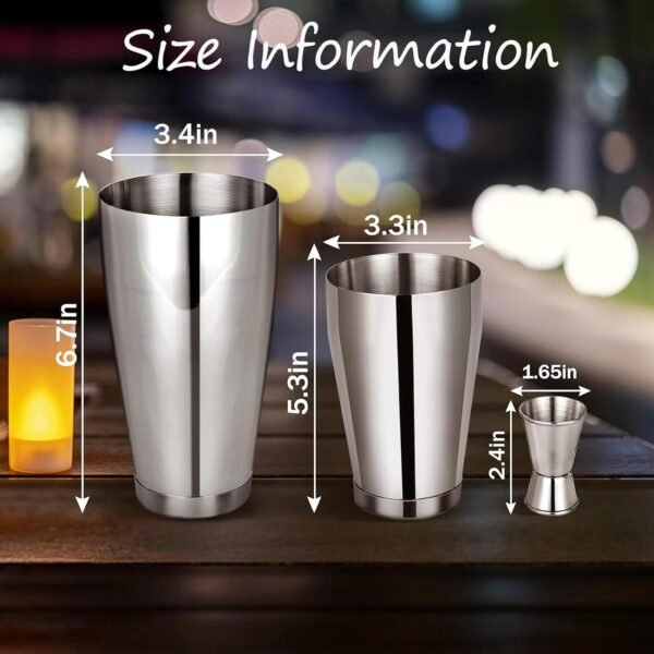 Boston Shaker Cocktail Set Bartender Kit, 12 Pcs Drink Shaker with Strainer Bartending Martini Shaker Tin with 18oz & 28oz Mixed Alcohol Shaker Professional Stainless Steel Bar Tool for Beginner - Image 7