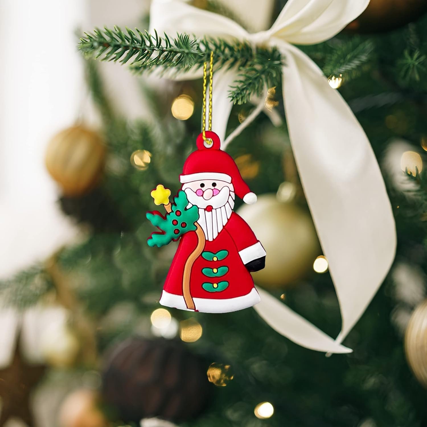 12pcs Christmas Ornaments Cute Snowman Xmas Tree Decorations Santa Claus Plastic Figurines Ornaments with Sugar Cookie House for Christmas Tree Hanging Party Ornaments DIY Decor 3 Inch Tall - Image 9