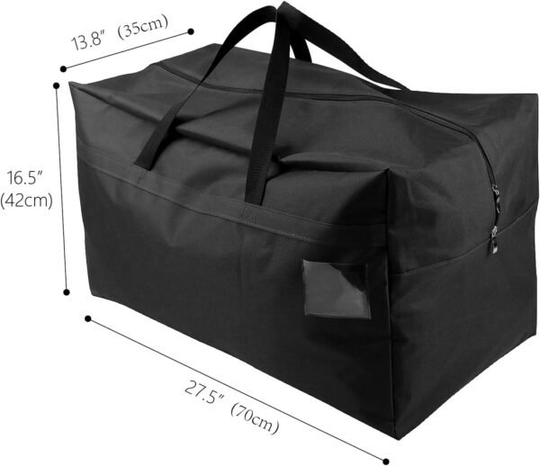 AMJ Christmas Decorations Storage Container Bag | Holds Xmas Trees, Lights, Balls etc, Unzippered Top Three Side Open Bag, Black - Image 4