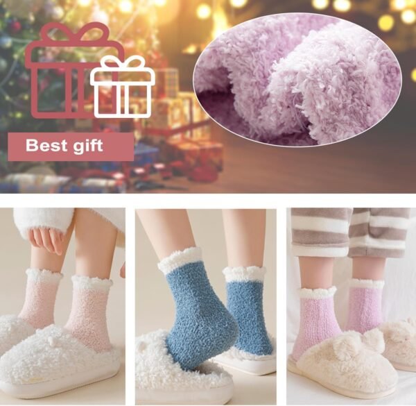 VoJoPi Womens Fuzzy Socks Soft Cozy Fluffy Socks Warm Winter Slipper Plush Socks Home Sleep Socks Christmas Gifts - Image 6