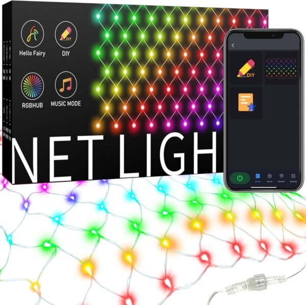 Smart Net Lights Outdoor APP Programmable, 3 Pack 150 LEDs 4 x 6 ft Christmas Net Lights for Bush, 58 Modes Dimmable Connectable RGB Mesh Lights for Xmas Bushes Diwali Decorations for Home Schedule - Image 2