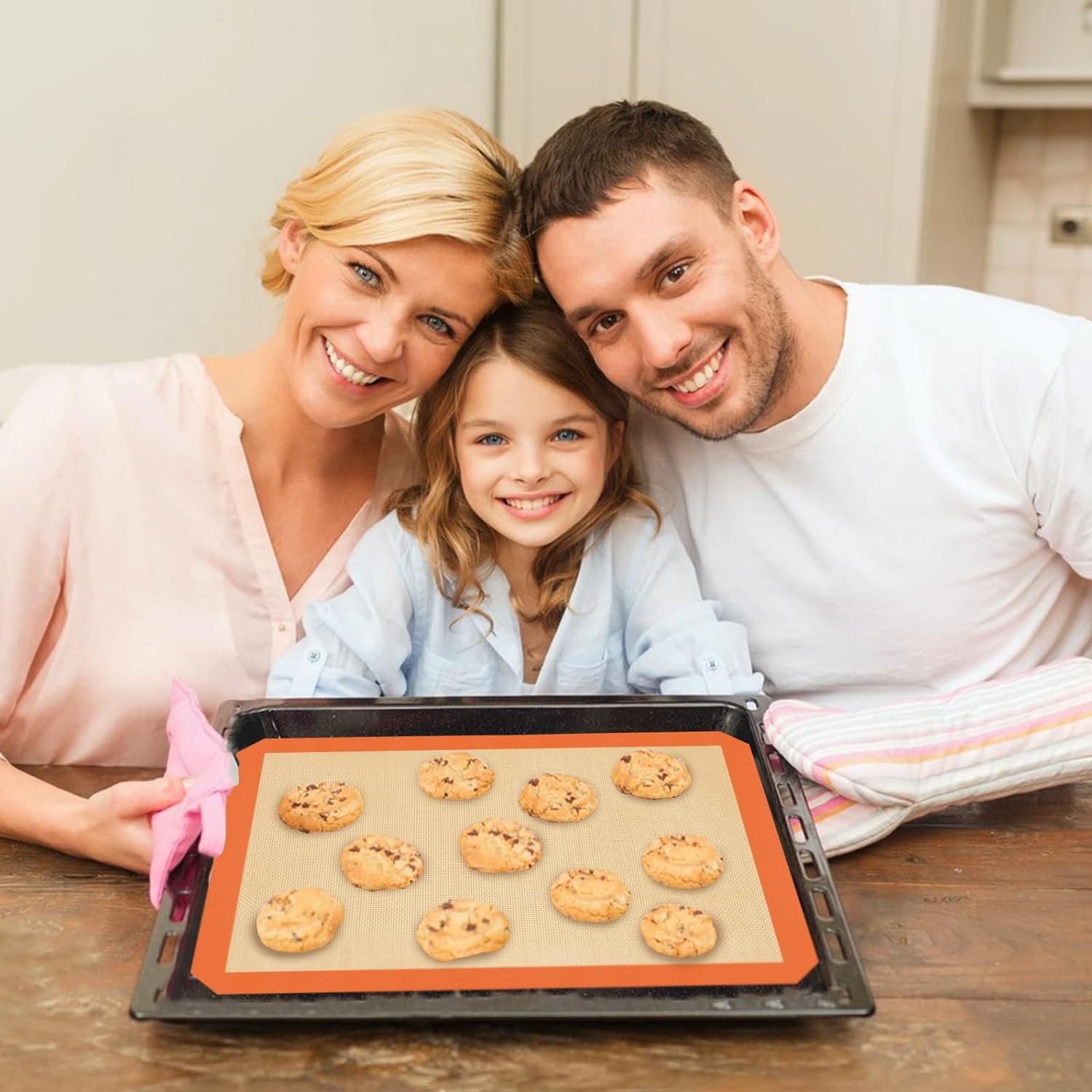 Silicone Baking Mat Set of 3, Silicone Baking Mats Cookie Sheet, Non-Stick Mats for Baking, Easy Clean & Reusable Oven Baking Sheet for Making Macaroons, Cookies - Image 7