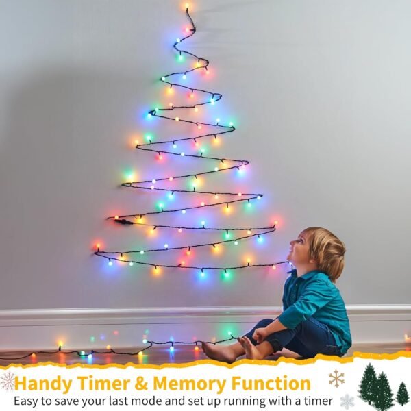 Brizled Christmas Lights, 66ft 200 LED Color Changing String Lights, Warm White & Colored Christmas Lights, Dimmable Berry String Lights, Connectable Lights String for Xmas Tree Party - Image 5