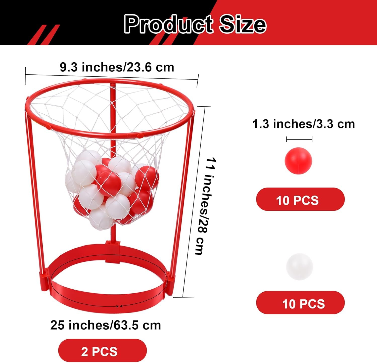 Aneco 2 Set Christmas Head Hoop Basketball Game for Christmas Party Game Gifts Basket Headband Ball Adjustable Basket Net Headband with 20 Balls - Image 3