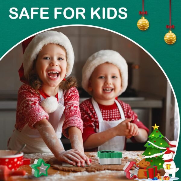 Christmas Cookie Cutter Set - 8 Piece Holiday Cookies Molds with Comfort Grip for Xmas Party Supplies/Favors - Including Glove, Snowman, Gingerbread Man, Star, Snowflakes, Christmas Tree, etc - Image 5