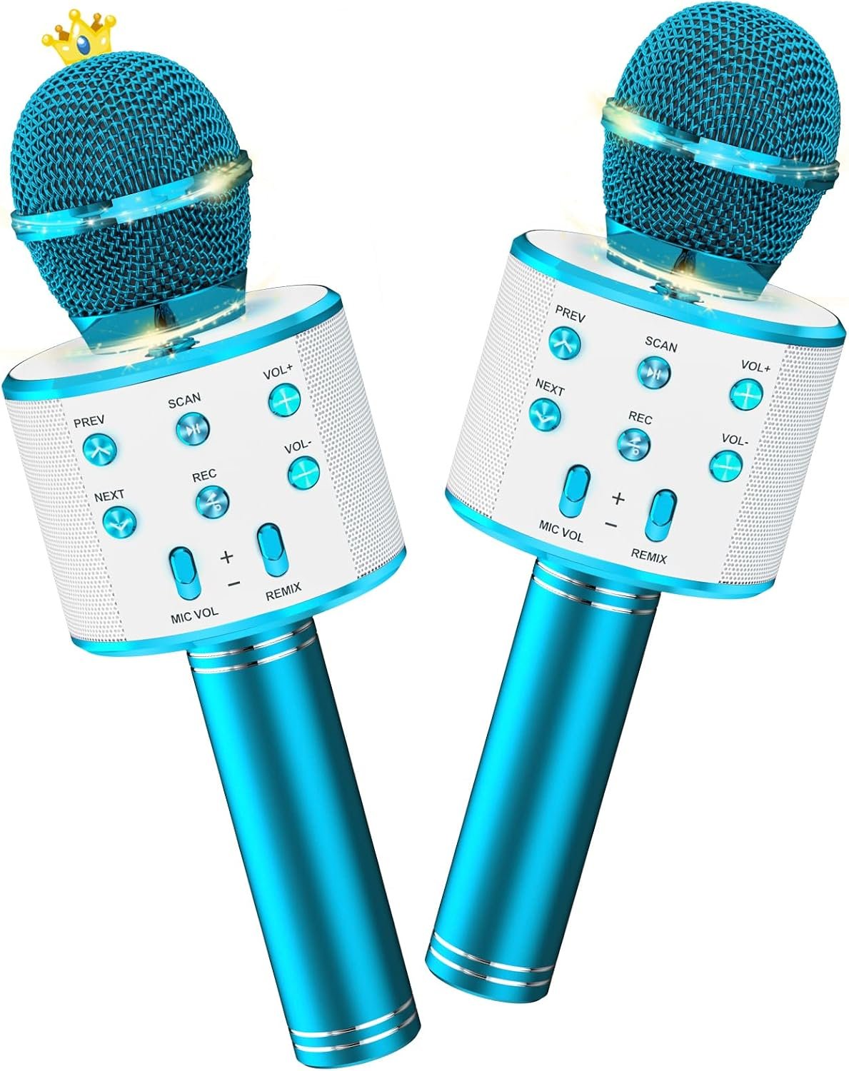 Ankuka Kids Karaoke Microphone 2 Pack, Bluetooth Wireless Karaoke Microphone for Singing Portable Handheld Mic Speaker Machine, Kids Toys for Girls Boy Gift for Birthday Party, Home KTV(Blue) - Image 2