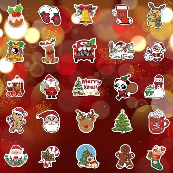 Christmas Stickers, 100PCS Happy Christmas Theme Stickers, Non-Repeating Vinyl Waterproof Holiday Stickers, Holiday Gifts for Kids and Teens, Xmas Party Favorite - Image 6