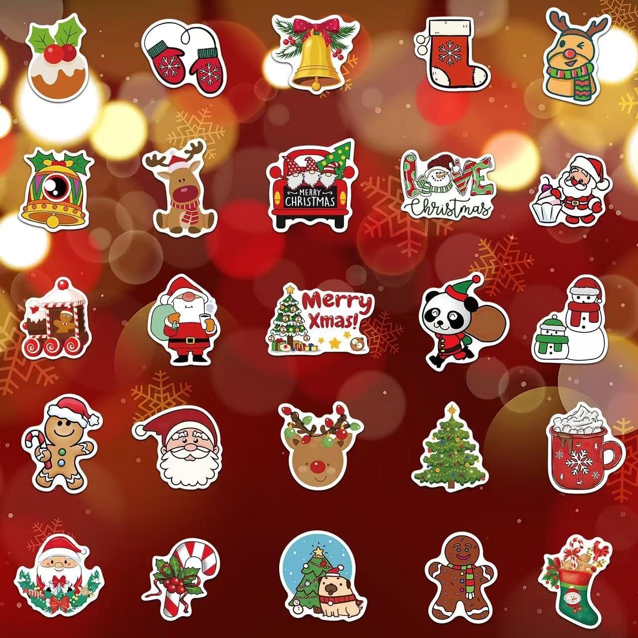 Christmas Stickers, 100PCS Happy Christmas Theme Stickers, Non-Repeating Vinyl Waterproof Holiday Stickers, Holiday Gifts for Kids and Teens, Xmas Party Favorite - Image 6