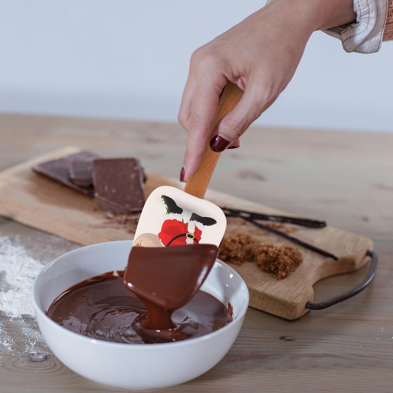 Christmas Spatulas for Baking, 3 Pieces Christmas Spatula Set Kitchen Christmas Silicone Spatula Set with Wooden Handle for Baking Cooking and Christmas Supplies - Image 10