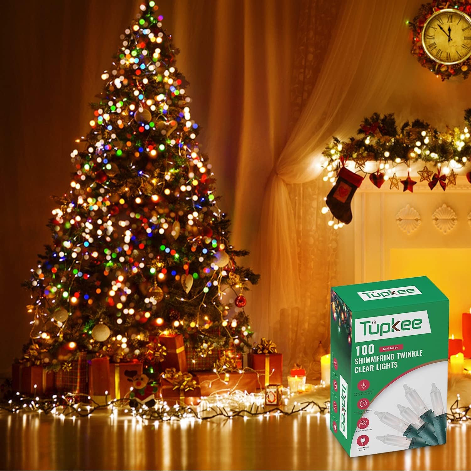Christmas Random Shimmering Twinkle Lights - 24 of 100 Lights Twinkle – Indoor Outdoor - 20.5 Feet Light String, 100 Clear Bulbs - Christmas Tree Holiday Decor Sparkling Twinkling Christmas Lights - Image 7