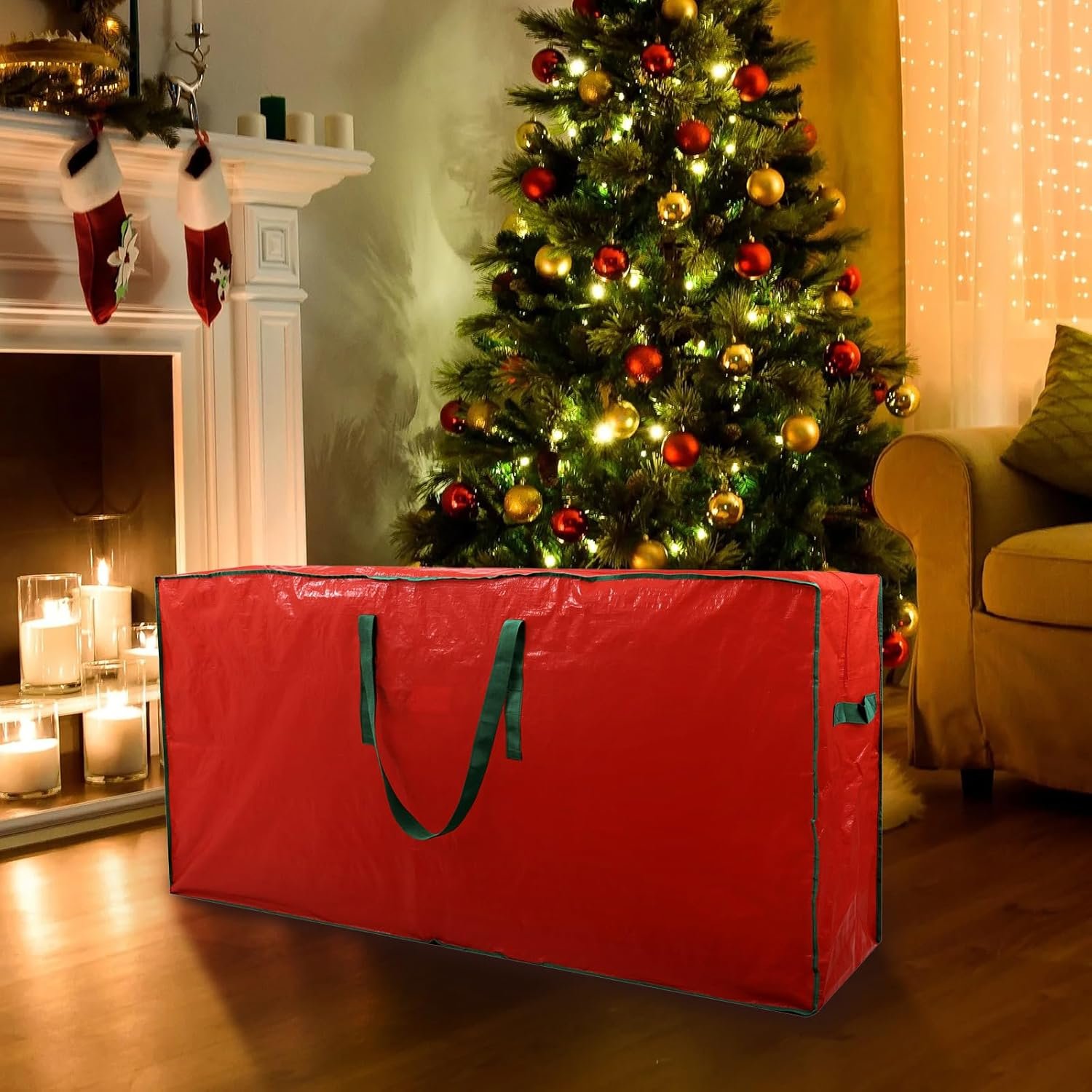 TREE STORAGE BAG 2-pack Christmas Tree Storage Bag Fits Up to 7.5 Ft Tall Disassembled Tree 45 X 15 X 20 INCH Holiday Tree Storages Waterproof Material Protects Dust Container Handles and Sleek Zipper - Image 7
