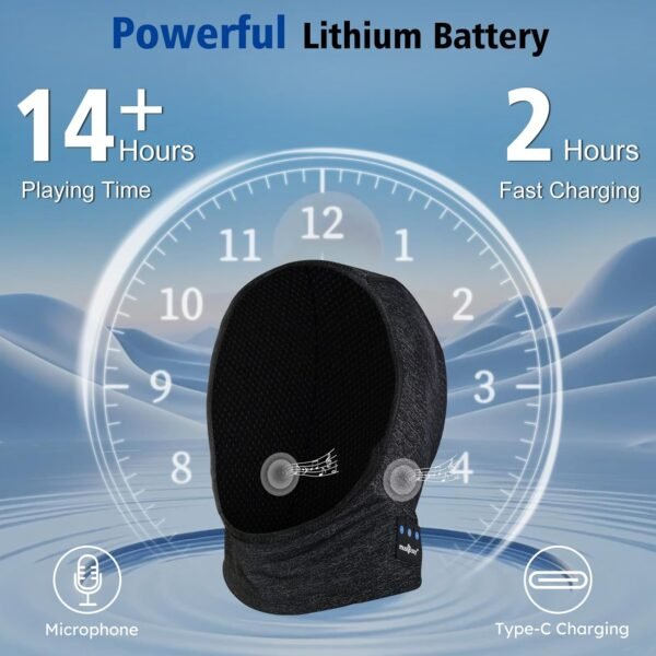 MUSICOZY Balaclava Ski Mask with Bluetooth 5.4 Headphones, Winter Thermal Face Mask, Windproof Neck Warmer for Outdoor Sports - Image 7