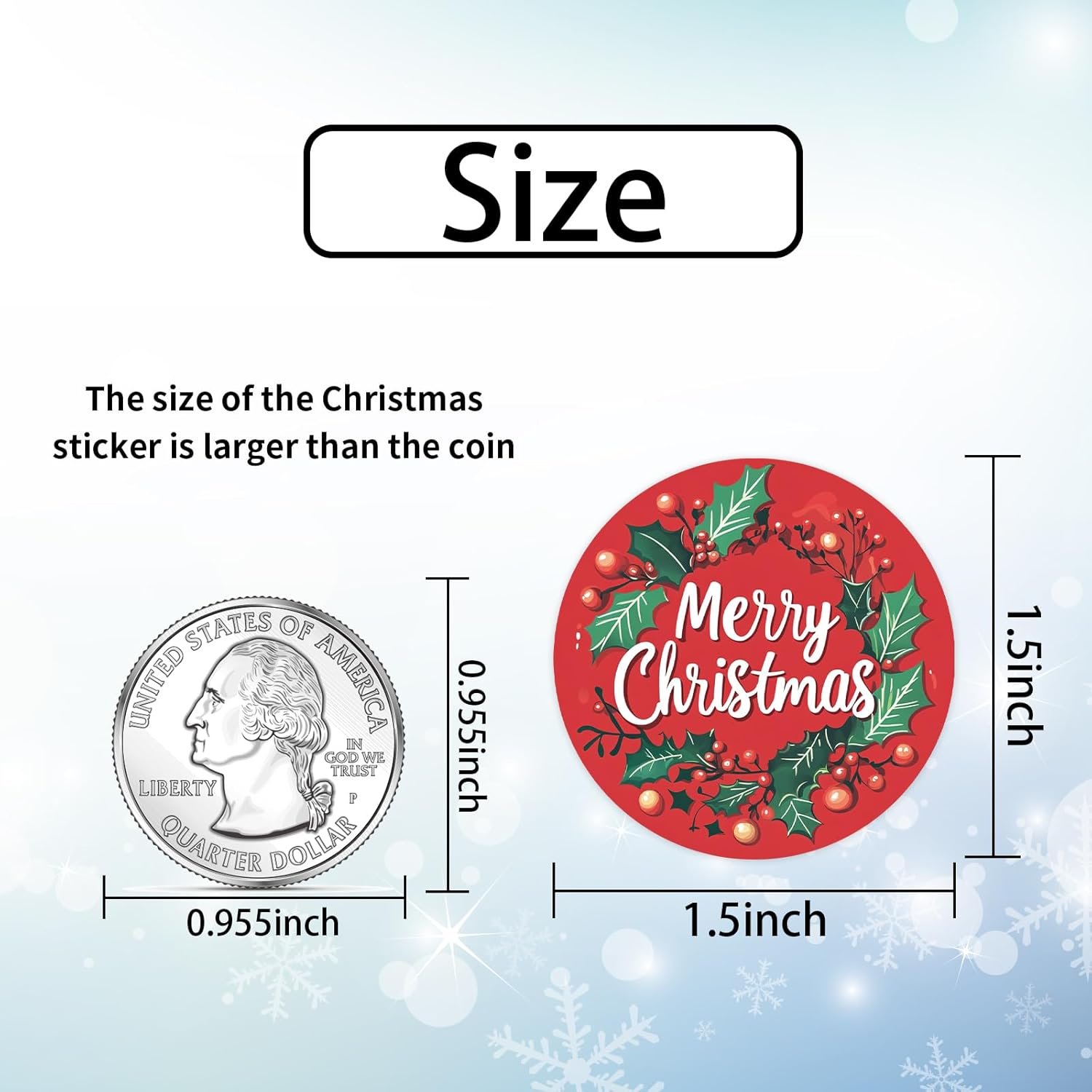 Heyfibro 1.5 Inches Christmas Sticker Roll, 500 Pcs Merry Christmas Stickers for Kids, Winter Holiday Round Labels Stickers for Gift Packing, Cards, Envelopes, Party Supplies(Christmas Wreath 5) - Image 4