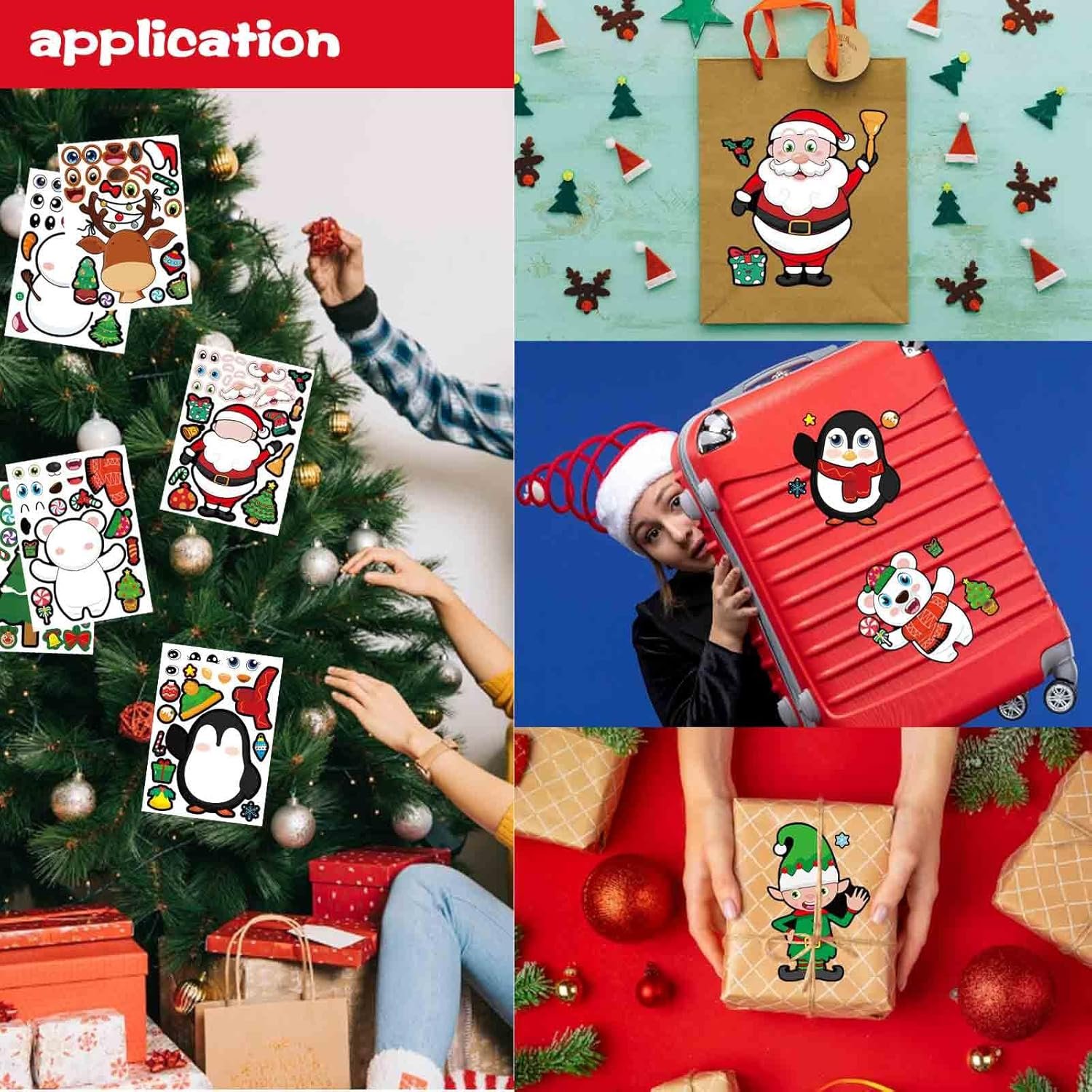 32 Sheets Christmas Party Games Stickers, Make Your Own Christmas Characters Mix and Match Sticker with Christmas Tree Santa Tree Gnome Elf Xmas Holiday Stickers Christmas Party Game Craft Supplies - Image 6
