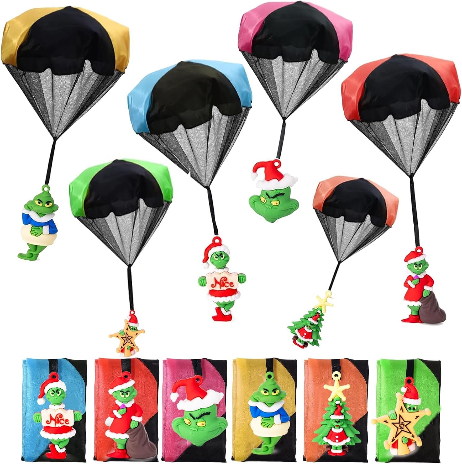 12PCS Christmas Parachute Toys,Christmas Toys for Kids Girls Boys,Christmas Stocking Stuffers 2024,Tangle Free Outdoor Flying Parachute,Christmas Party Favors Xmas Gifts Goody Bag Filler - Image 2
