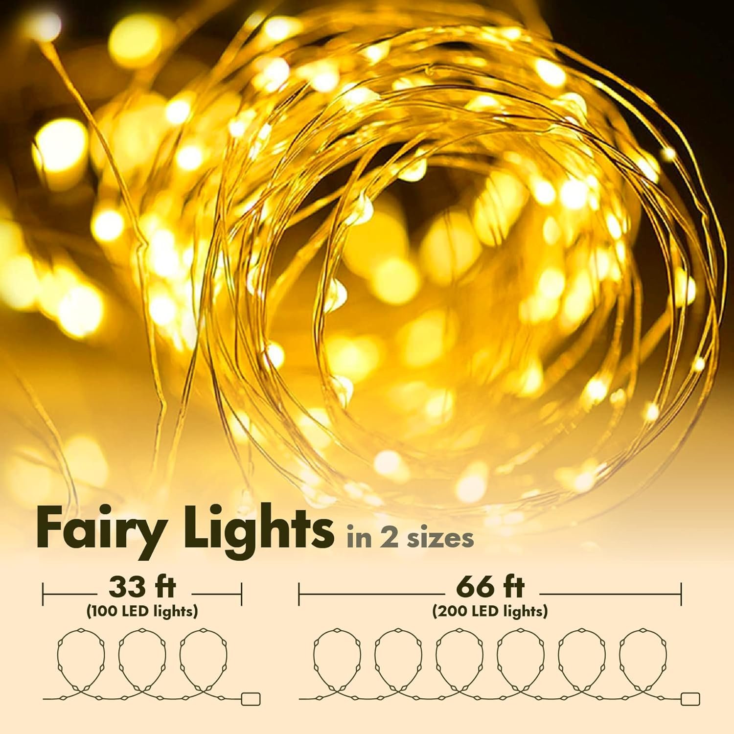 Twinkle Star 33FT 100 LED Silver Wire Fairy String Lights for Christmas Wedding Party Home Holiday Decoration,Battery Operated, Warm White, Pack of 1 - Image 3