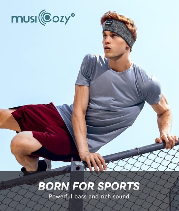 MUSICOZY Bluetooth 5.2 Sleep Headphones, Wireless Headband Earphones Sleeping Mask & Workout Headband for Women Men, Ideal for Running, Travel & Relaxation, Cool Tech Gifts - Image 3