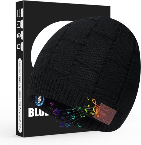 Bluetooth Beanie,Music Hat with Wireless Headphones,Built-in Microphone, Unique Tech Gift for Christmas Stocking Stuffer - Image 2