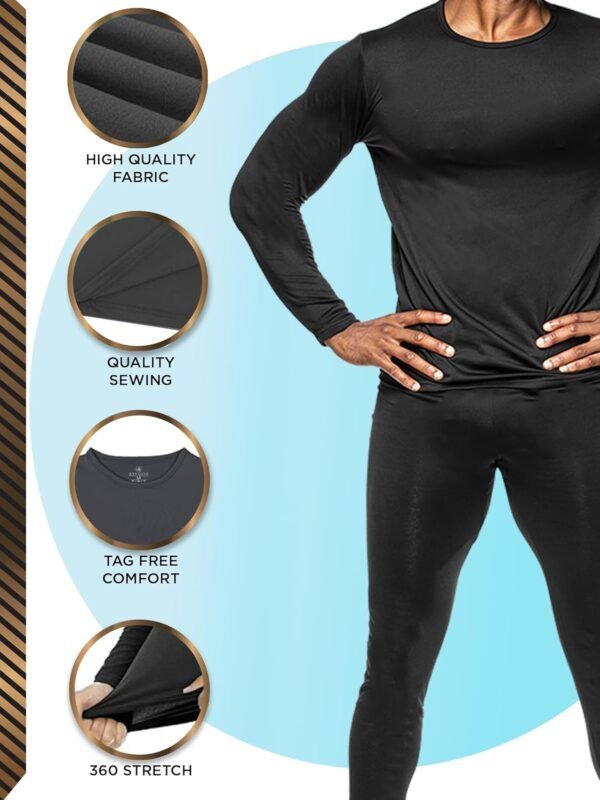 Body Glove 2 Piece Mens Fleece Lined Base layer Underwear Set, Warm Insulated Top & Bottom - Long Johns for Winter Baselayer - Image 3