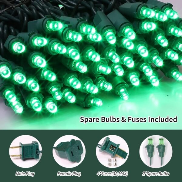 100 Count Green- String Lights - 21.6FT LED Christmas Lights, Mini led Lights for Indoor Outdoor Home Holiday Party Wedding Independence Day Decoration - Image 3