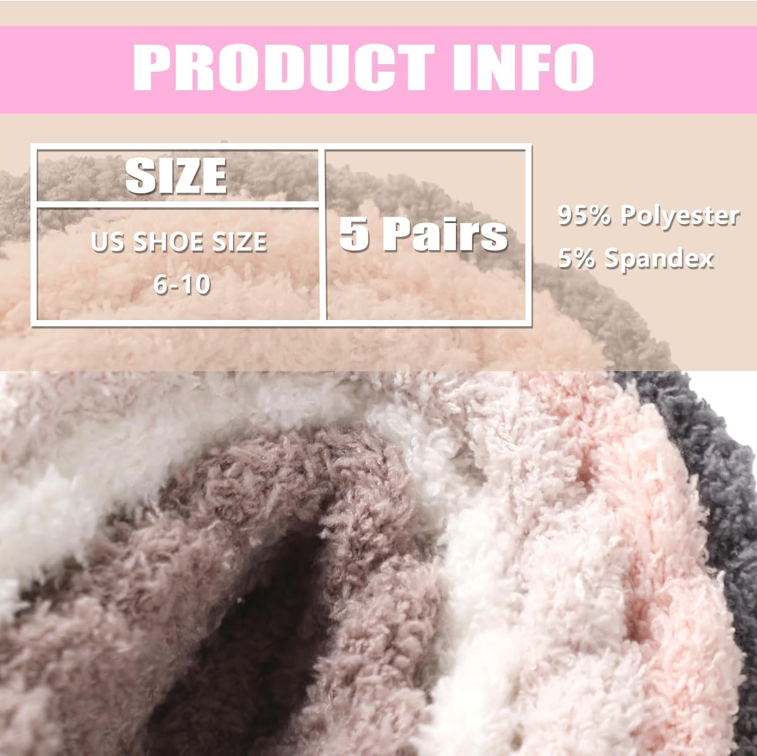 5 Pair Super Soft and Cozy Fuzzy Winter Socks for Women -Womens Fluffy Cozy Socks Warm Socks for Women Slipper Socks - Image 5
