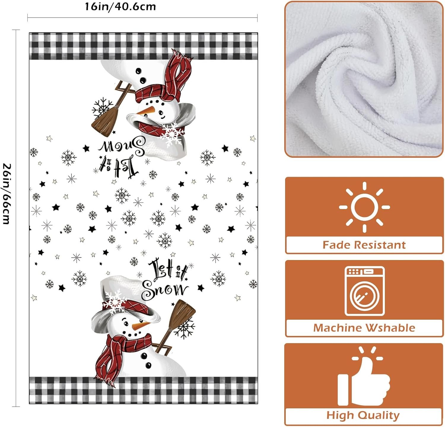 2 Pack Snowman Christmas Kitchen Towels Dish Towels, 16 Inch X 26 Inch, Lint Free Winter Decoration Hand Towels for Home - Image 4