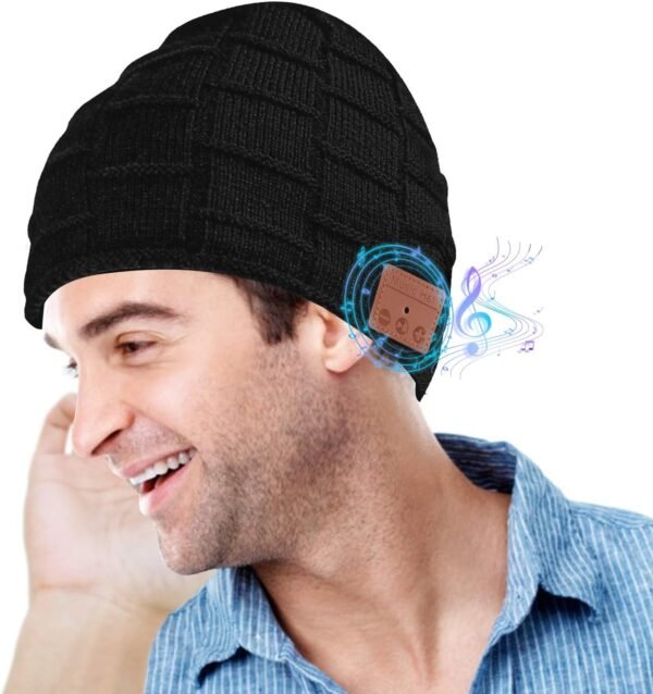 MISERWE Wireless Beanie Hat Unisex Beanie Removable Headphone Cap Suitable for Teenagers Men & Women Black - Image 3