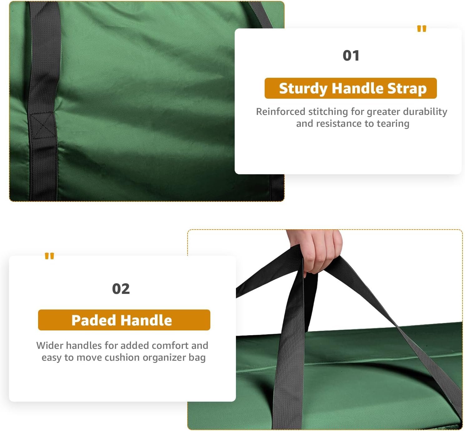 Storage Bag 2 Pack,Cushion Storage Bag Fits Up to 12 ft Tall Artificial Disassembled Trees, Heavy Duty Xmas Tree Bag, Outdoor Cushion Storage Bag with Zippers and Handles 68" L X 30" W X 20" - Image 7