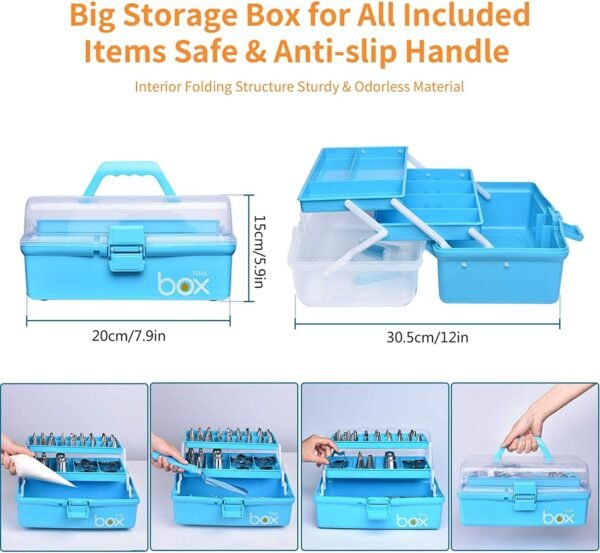 Cake Decorating Tools Supplies Kit: 236pcs Baking Accessories with Storage Case - Piping Bags and Icing Tips Set - Cupcake Cookie Frosting Fondant Bakery Set for Adults Beginners or Professional, Blue - Image 4